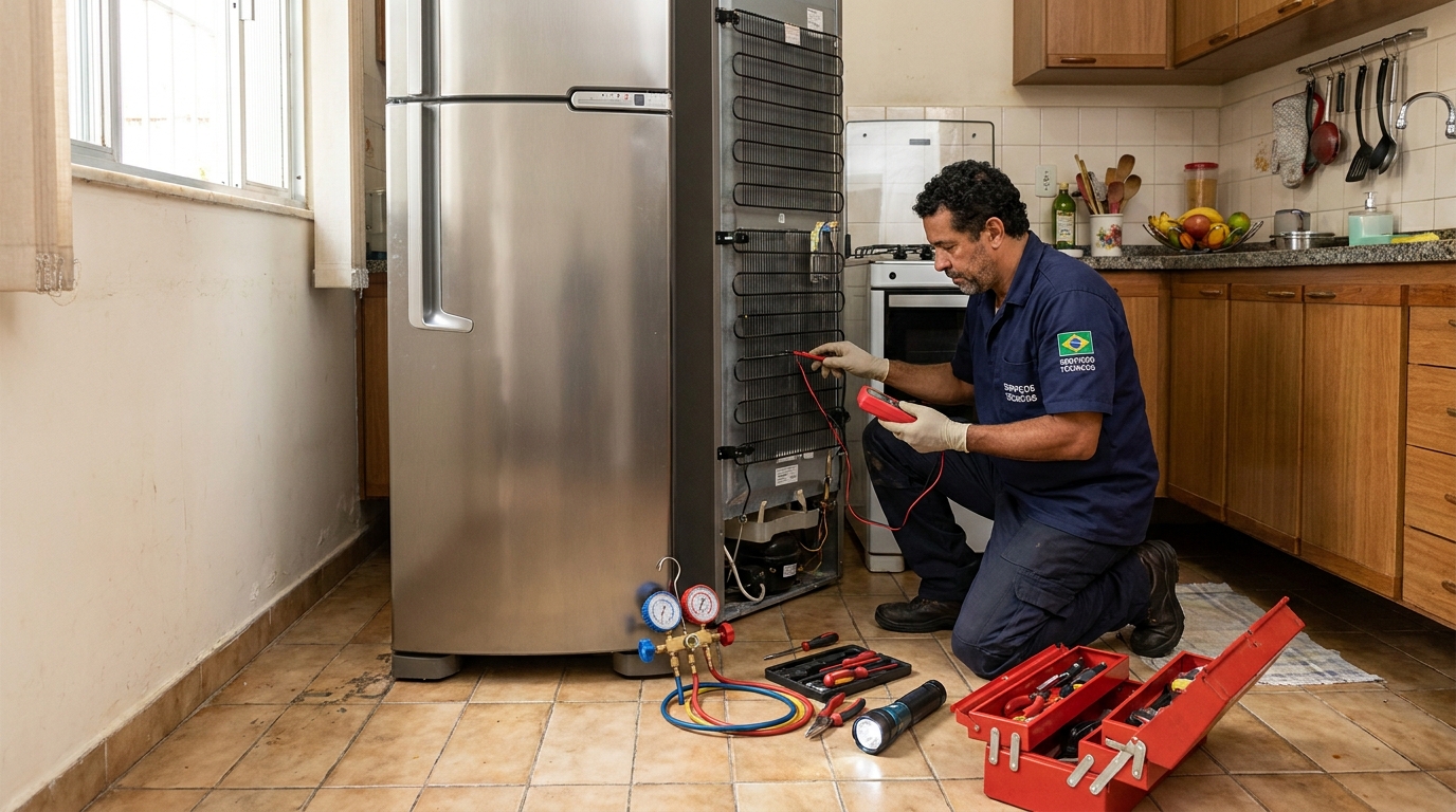 Técnico de conserto de geladeira em residência em Salvador‑BA